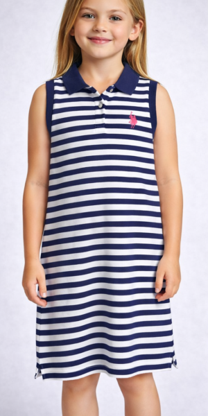 Sleeveless Oversized Stripe Polo Dress Tee